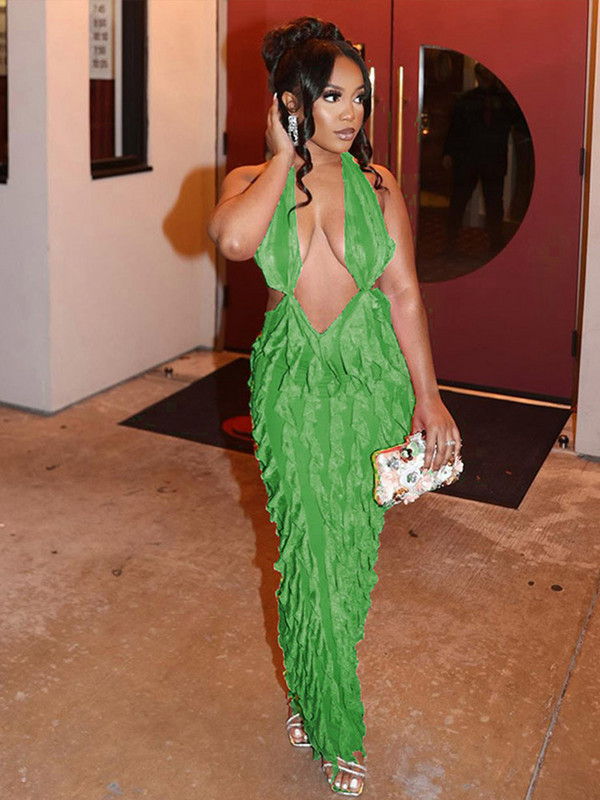 Seksikas päitsetega madala lõikega seljata maksikleit naistele, varrukateta plisseeritud õhukesed kleidid 2023. aasta suvel rannas Harajuku Lolita Y2K Vestidos