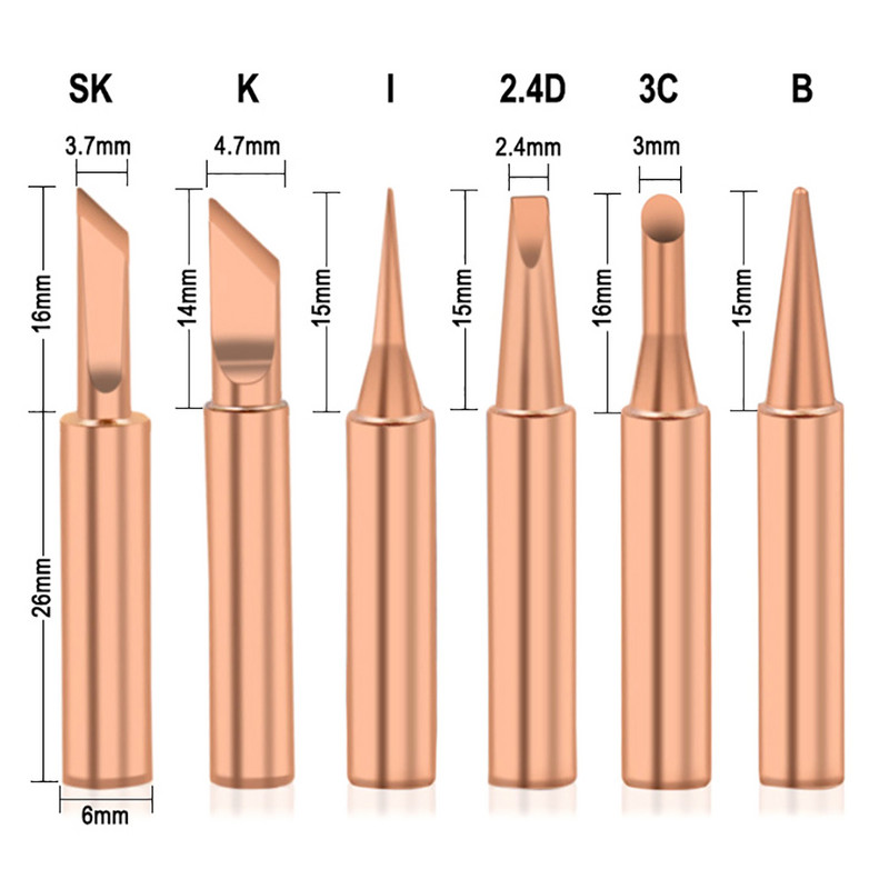 5db réz 900M-T forrasztópákahegy ólommentes forrasztóhegyek hegesztőfej BGA forrasztótartozékok forrasztóállomáshoz