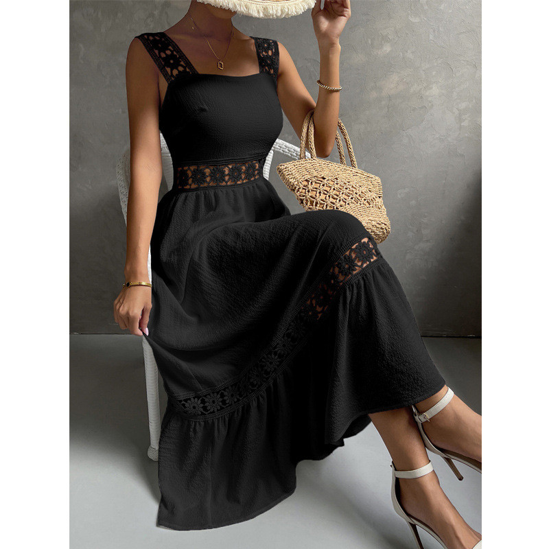 Ljetna haljina za žene 2023., jednobojna, duga, velika okretna haljina, uska, elegantna haljina visokog struka, visokog struka