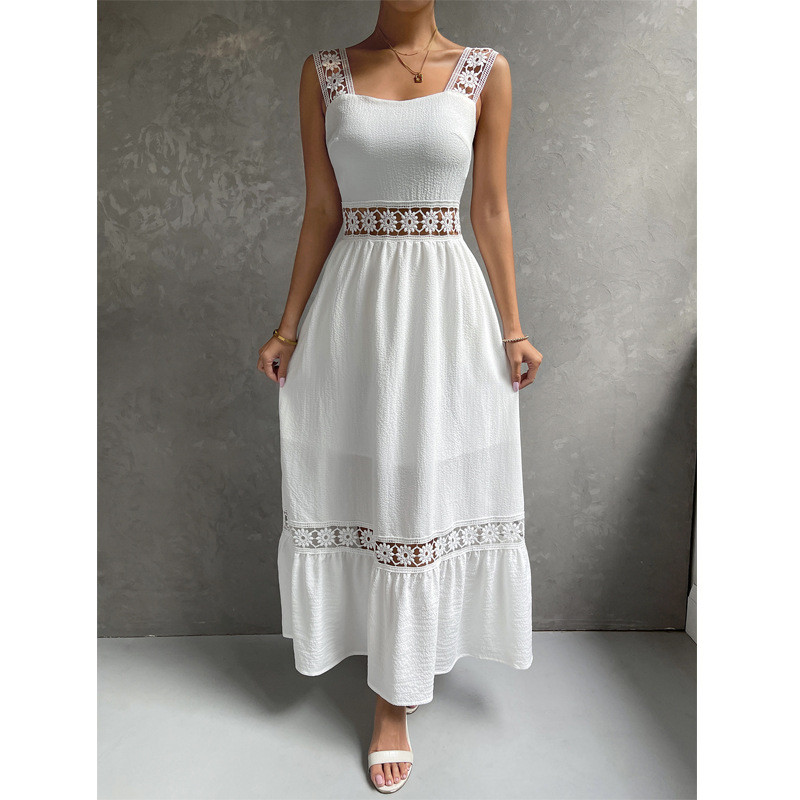 Ljetna haljina za žene 2023., jednobojna, duga, velika okretna haljina, uska, elegantna haljina visokog struka, visokog struka