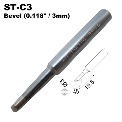 ST-C3 rezerves lodēšanas uzgaļi, slīps 3 mm, piemērots WELLER SP40L SP40N SPG40 WP25 WP30 WP35 WLC100 roktura gludeklis
