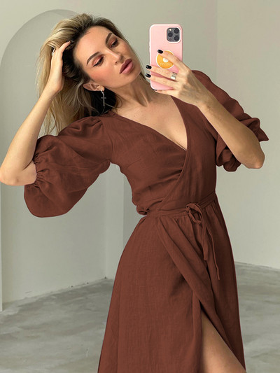 OOTN V λαιμόκοψη Slim μακριά γυναικεία φόρεμα Κομψό κοντό φουσκωτό μανίκι A-Lin Φορέματα Μαύρη ρόμπα ψηλόμεση σέξι μίντι φόρεμα 2023 κομψό