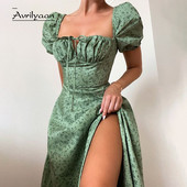 Avrilyaan Flower Print Seksikas kleit naistele Elegantne õlgadeta kleidid seljataga Bodycon suvekleit Vestidos