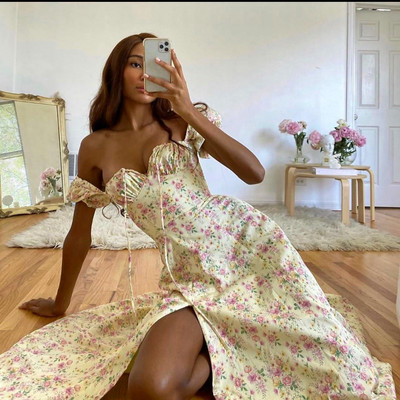 Avrilyaan Flower Print Seksikas kleit naistele Elegantne õlgadeta kleidid seljataga Bodycon suvekleit Vestidos