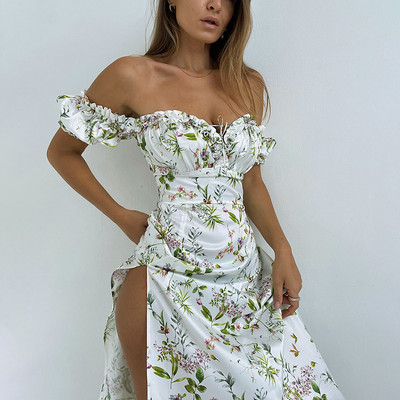 Avrilyaan Flower Print Seksikas kleit naistele Elegantne õlgadeta kleidid seljataga Bodycon suvekleit Vestidos