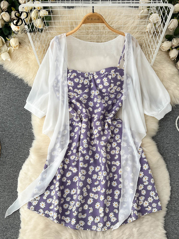 SINGREINY ziedu apdruka, divdaļīga sieviešu kleita 2022. gada vasara