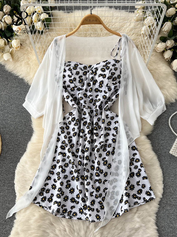 SINGREINY ziedu apdruka, divdaļīga sieviešu kleita 2022. gada vasara