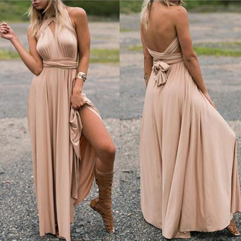 Καλοκαιρινό σέξι μακρύ φόρεμα 2023 Bridesmaid Multi Way Wrap Convertible Maxi Κόκκινα Φορέματα Στράπλες, Hollow Out Party Bandage Vestidos