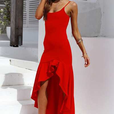 Jocoo Jolee sieviešu gara kleita, seksīga, neregulāra apakšmala, volānveida bodikona kleita bezdelīgas astes vidēja izmēra kleita ballīšu kleita vestido de festa