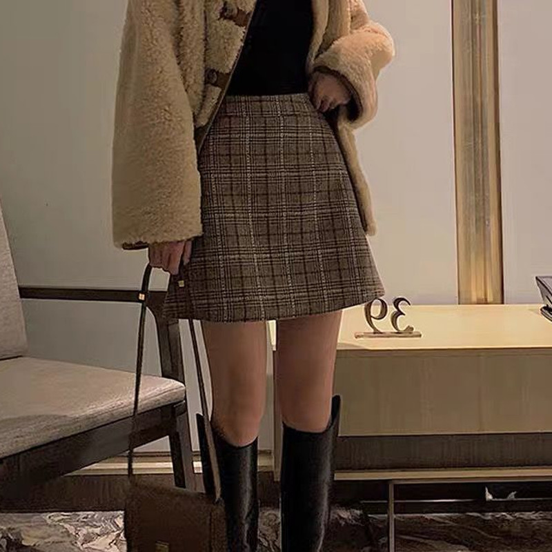 Γυναικείες καρό λεπτές κορεάτικες φούστες Casual All-match Ψηλόμεση Mujer Άνοιξη-φθινόπωρο Άνετο Φοιτητικό Club Γυναικείο Harajuku