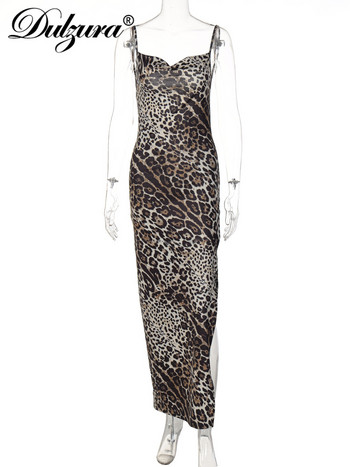 Dulzura Leopard Zebra Print Γυναικεία λουράκι Maxi Φόρεμα με σχισμή πλαϊνή πλαϊνή σχισμή εξώπλατο κορμάκι Sexy Party Club Βραδινά Φεστιβάλ Γενέθλια