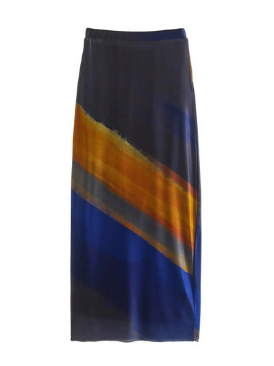 TRAF nyomott tüll hosszú szoknya női magas derekú hálós szoknya női vintage midi Y2k szoknya női 2022 utcai ruházat ünnepi ruhák