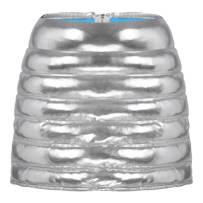 Γυναικείες ελαφριές αθλητικές φούστες με καπιτονέ ζεστή φούστα για πεζοπορία σε εξωτερικούς χώρους, τρέξιμο μεταλλικό γυαλιστερό ασημί