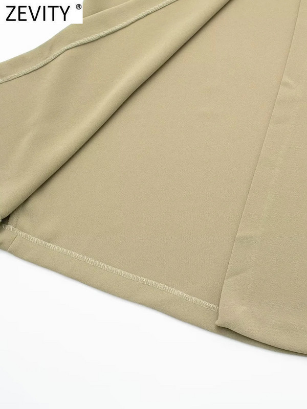 Dámska úzka midi sukňa so zipsom a prackou Zevity v safari štýle, elegantné, s rozparkom, rovné, s rozdelenými ramienkami QUN3587