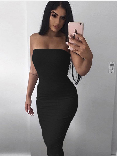 Forefair Seksi ženske duge haljine bez naramenica 2022. Ljetne modne ženske bijele crno-crvene tuba haljine za zabave