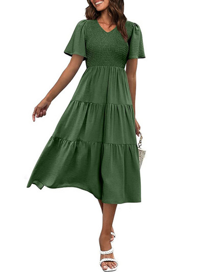 2023-as nyári rakott ruha, női, hosszú parti ruha, női, repülő ujjú, divatos, alkalmi, vonalas ruha nőknek