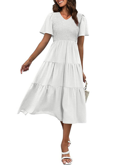 2023-as nyári rakott ruha, női, hosszú parti ruha, női, repülő ujjú, divatos, alkalmi, vonalas ruha nőknek