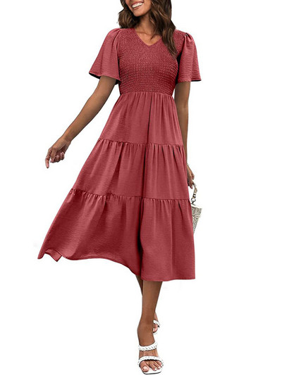 2023-as nyári rakott ruha, női, hosszú parti ruha, női, repülő ujjú, divatos, alkalmi, vonalas ruha nőknek