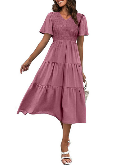 2023-as nyári rakott ruha, női, hosszú parti ruha, női, repülő ujjú, divatos, alkalmi, vonalas ruha nőknek