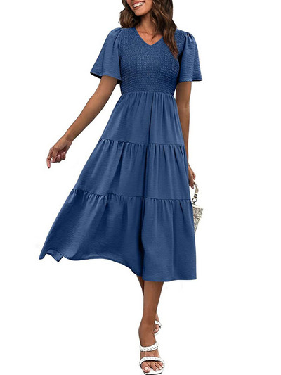 2023-as nyári rakott ruha, női, hosszú parti ruha, női, repülő ujjú, divatos, alkalmi, vonalas ruha nőknek