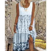 Női virágos mellény ruha varrás alkalmi nyomtatás kontraszt rózsaszín virágok női ruhák kis friss nyári női ruha