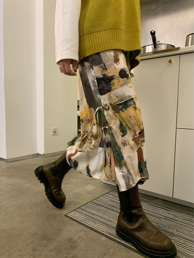 Kaklasaites krāsas eļļas krāsošanas svārki sievietēm, taisni, sadalīti gari svārki Harajuku japāņu Y2k ielas apģērbs, gotikas Faldas Largas Mujer 2023