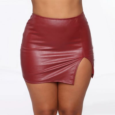 Sijonai Moteriški Odiniai Naktiniai Klubo drabužiai Sijonai Sexy Pure Color Pu-odinis Užtrauktukas Sexy Hip Leather Mini Sijonai Faldas Mujer Moda