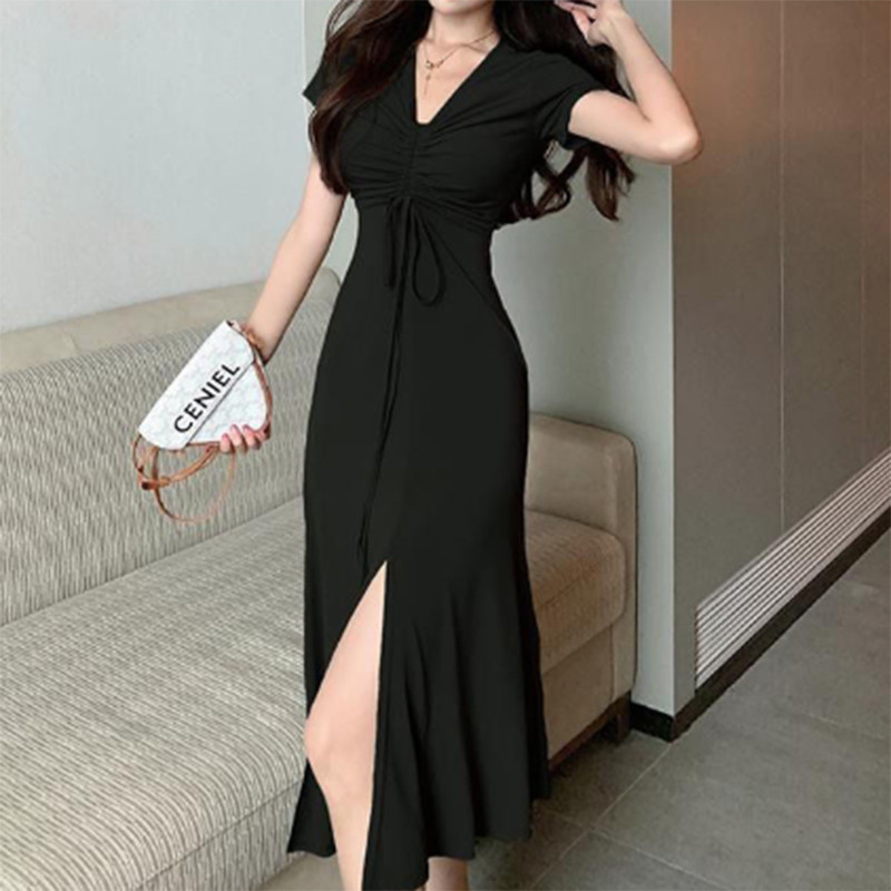 2022 m. vasaros Seksualios Vienspalvės Sulenktos Virvelė Tvarsčiai Prapjauta Midi Suknelė Juosmuo Elegantiška vakarėliui skirta šventinė suknelė Laisvalaikio chalatas Vestidos