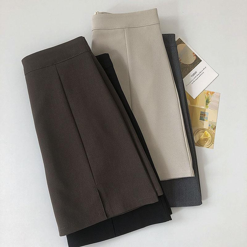 S-3XL svārki sievietēm A-line Solid Summer Office Sieviešu korejiešu modes ikdienišķs stils Visi atbilst pamata ikdienas piedāvājums Vienkāršs populārs