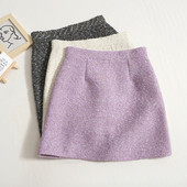 2023-as tweed rövid szoknyák y2k őszi és téli szoknyák, női magas derekú, tömör vintage mini Skrits A-vonalú ruházat