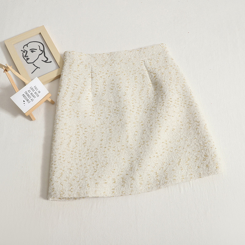 2023-as tweed rövid szoknyák y2k őszi és téli szoknyák, női magas derekú, tömör vintage mini Skrits A-vonalú ruházat