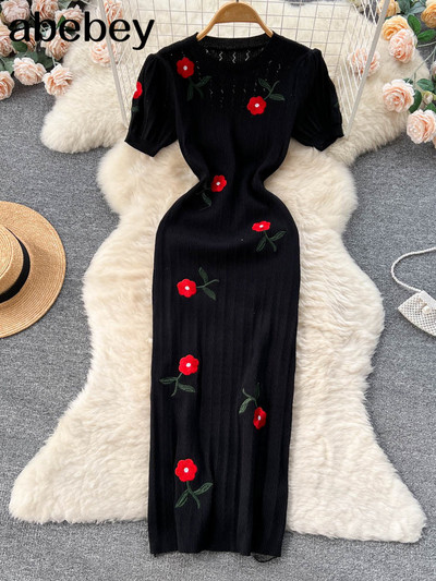 Tamborētas kleitas adītas izgrieztas kleitas Jurk Dames pludmales kleitas sievietēm 2023. gada īsām piedurknēm sieviešu kleita Vestidos Mujer Maxi gara kleita