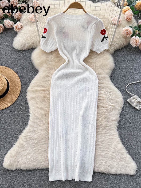 Tamborētas kleitas adītas izgrieztas kleitas Jurk Dames pludmales kleitas sievietēm 2023. gada īsām piedurknēm sieviešu kleita Vestidos Mujer Maxi gara kleita