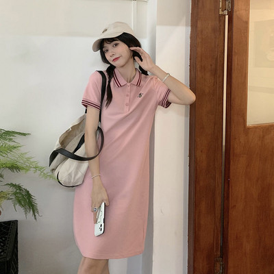Dámske šaty leto 2023, nové úzke šaty s golierom POLO, krátkym rukávom, elegantné biele ležérne tričko s sukňou, priliehavé šaty