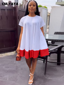 CM.YAYA Vintage sieviešu savārstījums ar īsām piedurknēm ar O veida kakla izgriezumu, brīva kleita Babydoll 2023. gada pavasara vasaras INS modes kleitas Vestidos