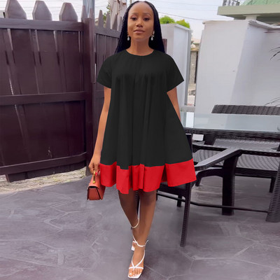 CM.YAYA Vintage sieviešu savārstījums ar īsām piedurknēm ar O veida kakla izgriezumu, brīva kleita Babydoll 2023. gada pavasara vasaras INS modes kleitas Vestidos