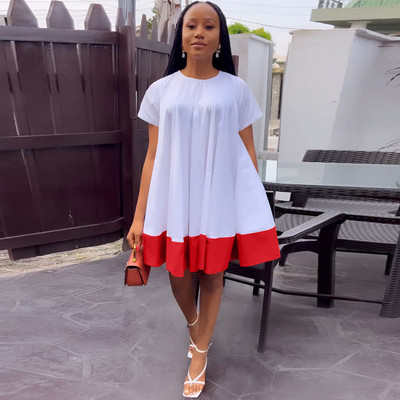 CM.YAYA Vintage sieviešu savārstījums ar īsām piedurknēm ar O veida kakla izgriezumu, brīva kleita Babydoll 2023. gada pavasara vasaras INS modes kleitas Vestidos