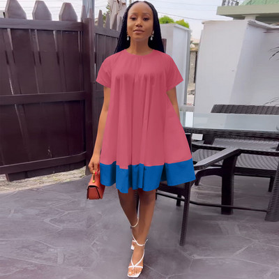 CM.YAYA Vintage sieviešu savārstījums ar īsām piedurknēm ar O veida kakla izgriezumu, brīva kleita Babydoll 2023. gada pavasara vasaras INS modes kleitas Vestidos