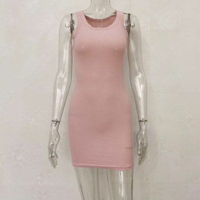 Szexi, oldalra osztott midi ruha Női Party Club Ujjatlan pamut tömör ruhák Divatos nyári utcai női napruha G1760