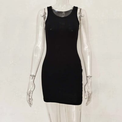 Szexi, oldalra osztott midi ruha Női Party Club Ujjatlan pamut tömör ruhák Divatos nyári utcai női napruha G1760