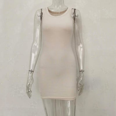 Szexi, oldalra osztott midi ruha Női Party Club Ujjatlan pamut tömör ruhák Divatos nyári utcai női napruha G1760