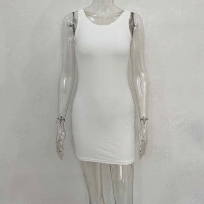 Szexi, oldalra osztott midi ruha Női Party Club Ujjatlan pamut tömör ruhák Divatos nyári utcai női napruha G1760