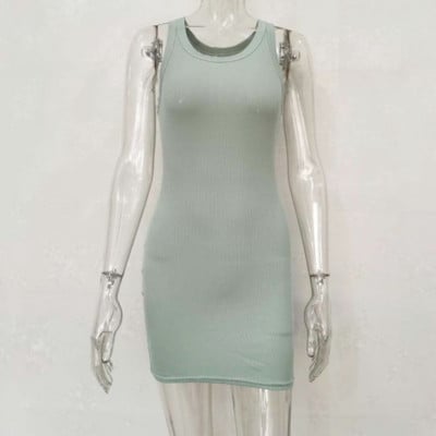 Szexi, oldalra osztott midi ruha Női Party Club Ujjatlan pamut tömör ruhák Divatos nyári utcai női napruha G1760