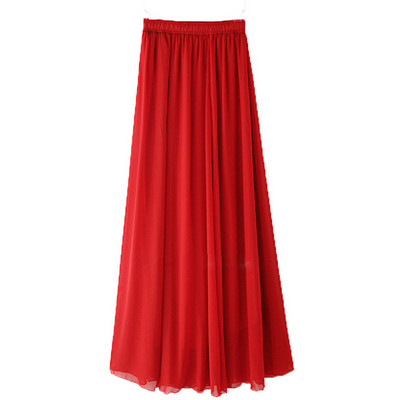 Ženske duge suknje od šifona za ljeto 2022. Suknje A-kroja Ženske elastične maksi suknje visokog struka Elegantne jednobojne suknje Femme Streetwear