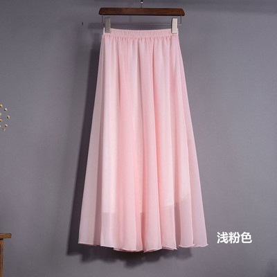 Ženske duge suknje od šifona za ljeto 2022. Suknje A-kroja Ženske elastične maksi suknje visokog struka Elegantne jednobojne suknje Femme Streetwear