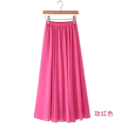 Ženske duge suknje od šifona za ljeto 2022. Suknje A-kroja Ženske elastične maksi suknje visokog struka Elegantne jednobojne suknje Femme Streetwear