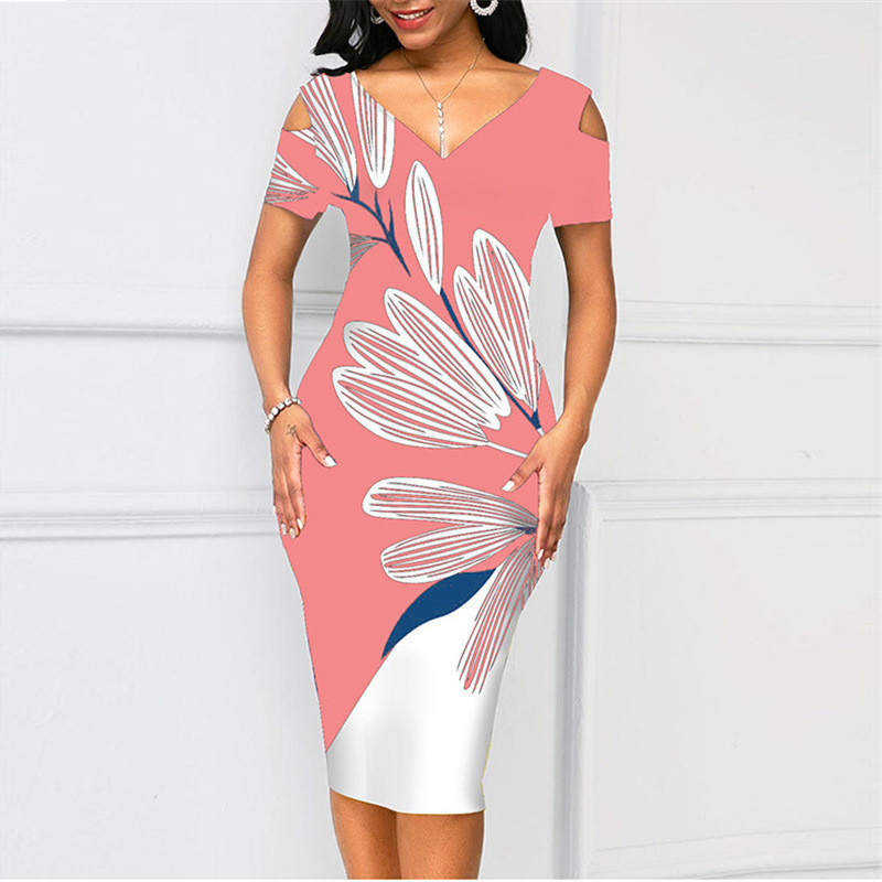 Naiste peokleidid 2023. aasta moodne elegantne printiga kehakleit, suvine seksikas V-kaelusega seljata lapitega õhukesed töökleidid