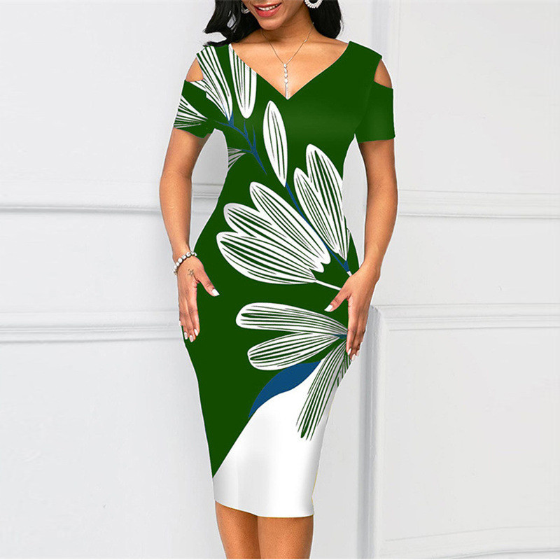 Naiste peokleidid 2023. aasta moodne elegantne printiga kehakleit, suvine seksikas V-kaelusega seljata lapitega õhukesed töökleidid