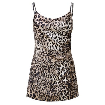 Leopard printed σέξι φόρεμα Spaghetti λουράκι εξώπλατο Μίνι φόρεμα A-Line Fashion High Waist Party Vestidos