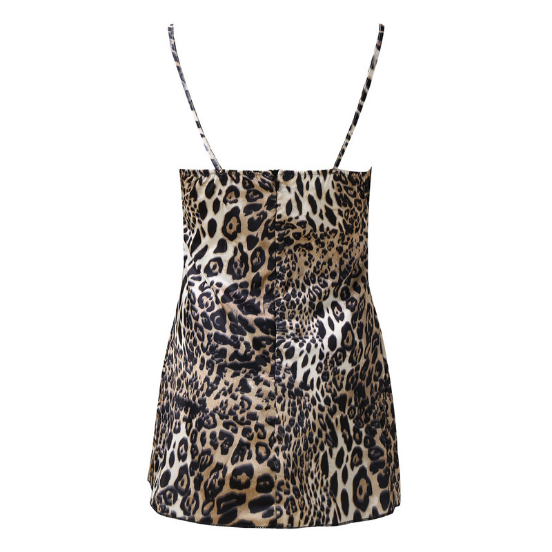 Seksi haljina s naramenicama s leopardovim uzorkom Mini haljina a-kroja bez leđa, modni vestidos za zabave s visokim strukom